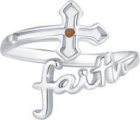 wholesale 925 Sterling Silver Faith Cross Adjustable Open Religious Ring-Cross Faith