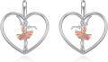 wholesale 925 Sterling Silver Heart Ballerina Dancer Stud Earrings with Rose Gold Accents-0-0