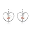 wholesale 925 Sterling Silver Heart Ballerina Dancer Stud Earrings with Rose Gold Accents-0-0