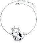 wholesale 925 Sterling Silver Cow Charm Bracelet Jewelry for Women and Girls-0-0