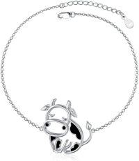 wholesale 925 Sterling Silver Cow Charm Bracelet Jewelry for Women and Girls-cow