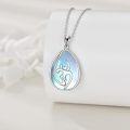 wholesale 925 Sterling Silver Musical Note & Treble Clef Pendant with Blue Opal Stone Necklaces for Women Music Lover Gifts-0-4