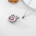 wholesale 925 Sterling Silver Red Cubic Zirconia Heart Rose Cremation Urn Pendant Necklace With Chain-0-4