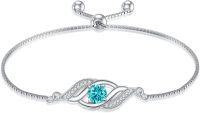 wholesale Sterling Silver Birthstone Dainty Infinity Bracelet for Women-12-Dec.-Topaz