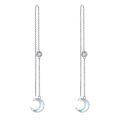 wholesale 925 Sterling Silver Moonstone Drop Earrings with Crescent Shape and Chain Design for Women-0-0