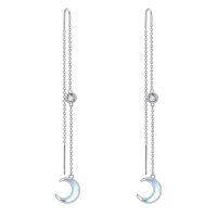 wholesale 925 Sterling Silver Moonstone Drop Earrings with Crescent Shape and Chain Design for Women-star earring