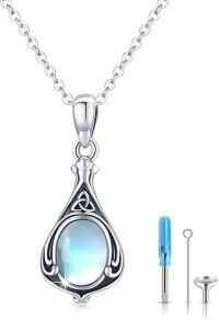 wholesale Sterling Silver Urn Necklace Cremation Ashes Pendant Memorial Jewelry for Women Men Girls Boys-Celtic-A-moonstone