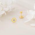 wholesale 925 Sterling Silver Gold Plated Sunflower Stud Earrings with Cubic Zirconia for Women-0-2