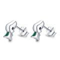 wholesale 925 Sterling Silver Green Stone Elephant Stud Earrings-0-0
