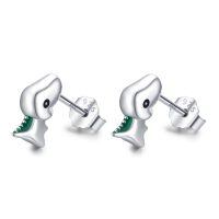wholesale 925 Sterling Silver Green Stone Elephant Stud Earrings-Dino Earrings