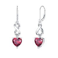 wholesale 925 Sterling Silver Heart Garnet Infinity Drop Earrings-7-July-Ruby Red