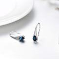 wholesale 925 Sterling Silver Blue Teardrop Crystal Drop Dangle Hook Earrings for Women Girls Minimalist  4cm Long-0-1