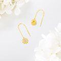 wholesale 14K Gold Sunflower Dangle Earrings with Gift Box, 10.7mm Sunflower Design, 55mm Chain, Adjustable for Daily Wear, Symbolic You Are My Sunshine Gift for Women-0-2