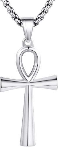 wholesale 925 Sterling Silver Egyptian Ankh Cross Pendant Necklace  for Men-Sliver