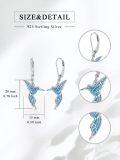 wholesale 925 Sterling Silver Blue Turquoise Abalone Shell Hummingbird Leverback Drop Earrings-0-4
