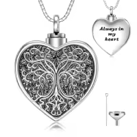 TOUPOP Sterling Silver Tree Of Life Urn Necklace Holds Ashes With Filler Kit-style_name:6-Tree of Life