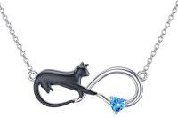 wholesale 925 Sterling Silver Cat Infinity Love Heart Pendant Necklace-Infinity-Cat-3