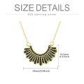 wholesale 925 Sterling Silver Gold Plated Black Enamel Fan Pendant Necklace For Women-0-3