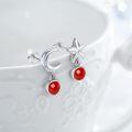 wholesale 925 Sterling Silver Red Coral Moon & Star Drop Earrings-0-1