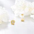 wholesale 14K Gold Floral Stud Earrings with Cubic Zirconia - Elegant Gift for Her-0-2