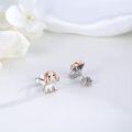 wholesale 925 Sterling Silver Beagle Dog Stud Earrings with Rose Gold Accents and Black Eyes-0-3