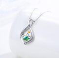 wholesale 925 Sterling Silver Abalone Shell Mountain Design with Yellow Stone and Cubic Zirconia Pendant Necklace for Women (18+2) - Christian -0-1