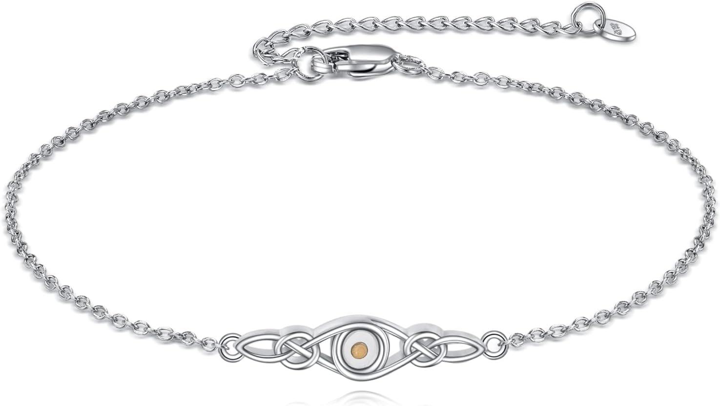 wholesale Sterling Silver Celtic Knot Bracelet w Mustard Seed Moonstone Birthstone-A-Anklet