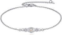 wholesale 925 Sterling Silver Celtic Knot Bracelet w Mustard Seed Moonstone Birthstone-A-Silver