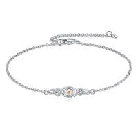wholesale 925 Sterling Silver Celtic Knot Bracelet w Mustard Seed Moonstone Birthstone-A-Silver
