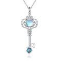 wholesale Moonstone Vintage Key Necklace 925 Sterling Silver Heart Locket Pendant-0-0