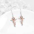 wholesale 925 Sterling Silver Rose Cross Earrings With Moonstone-0-3