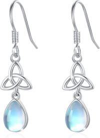 wholesale 925 Sterling Silver 12 Birthstone Trendy Dangle Earrings for Women Teens-05-Celtic Knot