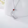 TOUPOP Sterling Silver Garnet Moon Pendant Necklace-0-3