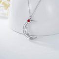 TOUPOP Sterling Silver Garnet Moon Pendant Necklace-0-3