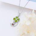 wholesale 925 Sterling Silver Green Clover & Red Heart Pendant with Frog Charm Necklace for Women Girls Gifts Jewelry 43cm Chain Length-0-4