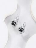 wholesale 925 Sterling Silver Teardrop Paw Print Dangle Drop Hoop Earrings for Women's -0-4