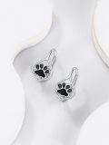 wholesale 925 Sterling Silver Teardrop Paw Print Dangle Drop Hoop Earrings for Women's -0-4