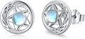 wholesale 925 Sterling Silver Star Design Rainbow Moonstone Stud Earrings Hypoallergenic Lightweight Jewelry for Women Girls Gifts-0-0