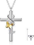 wholesale Sterling Silver Urn Cross Necklace for Ashes Cremation Jewelry with Funnel Kit-0-12