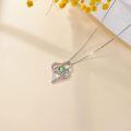 TOUPOP Sterling Silver Emerald Forever Love Heart Pendant Necklace-0-2