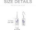 wholesale 925 Sterling Silver Rectangle Tulips Floral Drop Earrings Gift for Her-0-2