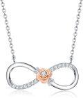 wholesale 925 Sterling Silver Infinity Rose Pendant with Diamonds and Chain for Women-0-0