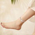 wholesale 925 Sterling Silver Double Chain Rosary Anklet w/Heart & Angel Wings for Women-0-3