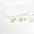wholesale 14K Yellow Gold Round Freshwater Cultured Pearl Stud Earrings - 6mm AAA Quality-0-2