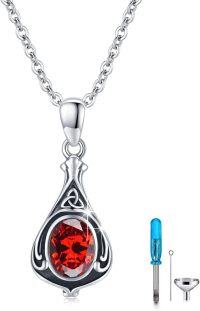 wholesale Sterling Silver Urn Necklace Cremation Ashes Pendant Memorial Jewelry for Women Men Girls Boys-Celtic-January-Garnet