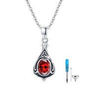 wholesale 925 Sterling Silver Urn Necklace Cremation Ashes Pendant Memorial Jewelry for Women Men Girls Boys-Celtic-January-Garnet