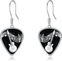 wholesale Silver Metal Music Note Guitar Pick Drop Dangle Hook Earrings for Women Girls-Guitar Pick B