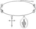wholesale 925 Sterling Silver Cross & Virgin Mary Charm Adjustable Bracelet Gift for Women Girls-0-0