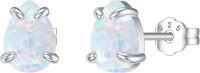 wholesale 925 Sterling Silver Red Fire Opal 925 Pear Shape Stud Earrings for Women-White
