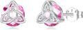wholesale 925 Sterling Silver Celtic Knot Stud Earrings with Pink Birthstone for Women-0-0